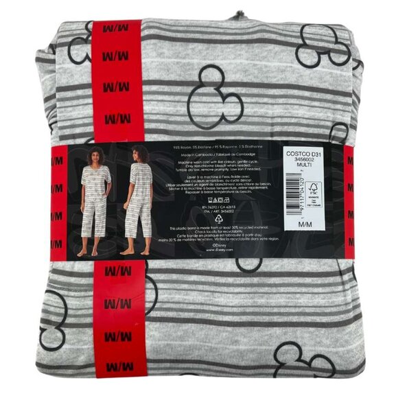 Disney Women's Grey Micky Mouse Capri Pyjama Set: 2 Pieces / Various Sizes - Picture 2 of 3